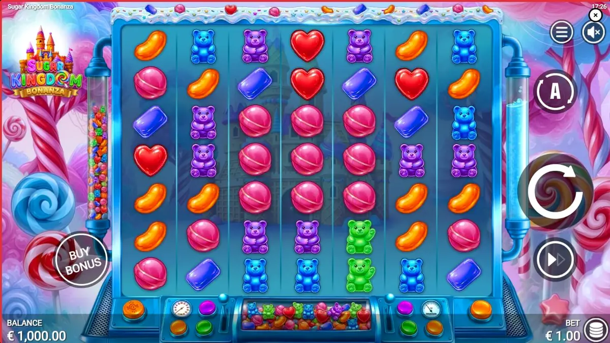 Tampilan visual Sugar Kingdom Bonanza dengan tema permen dan grid 7x7